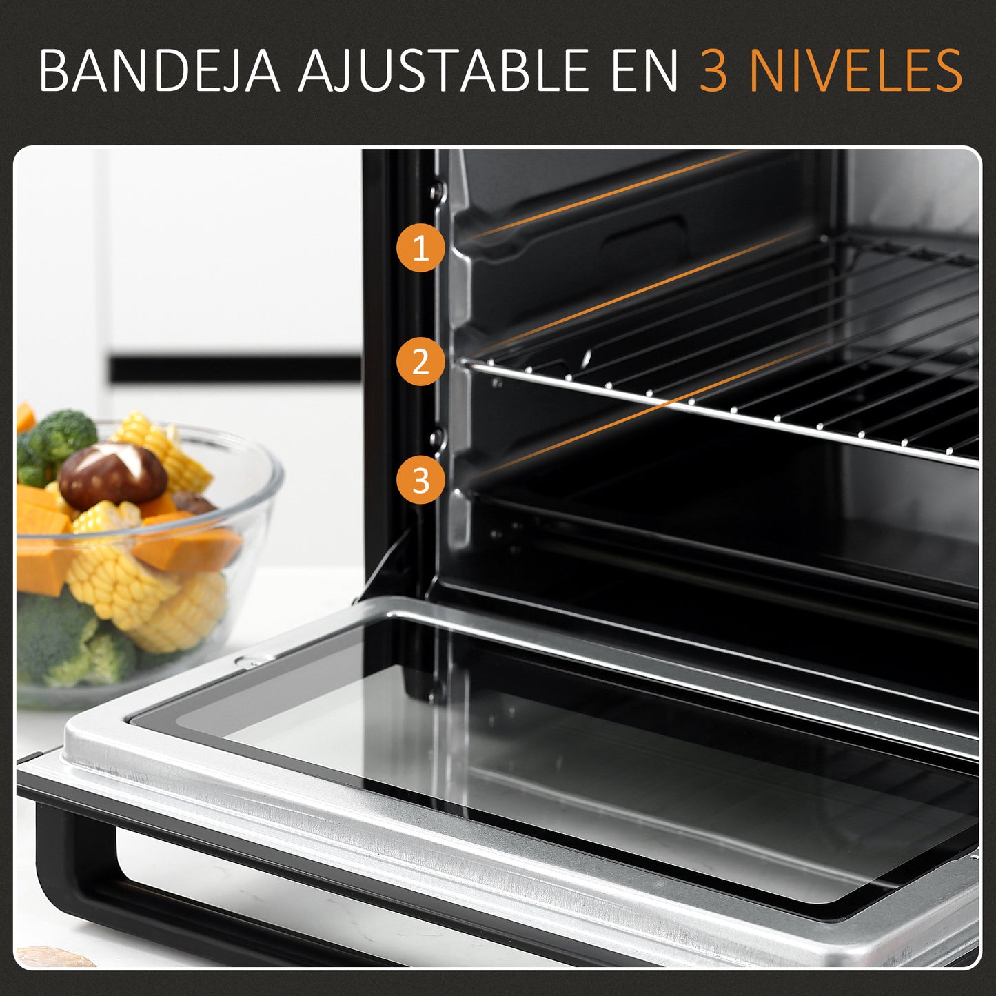 Homcom Mini Horno Eléctrico 32l 1600w 52,2x38,1x33,5 Cm Negro_5