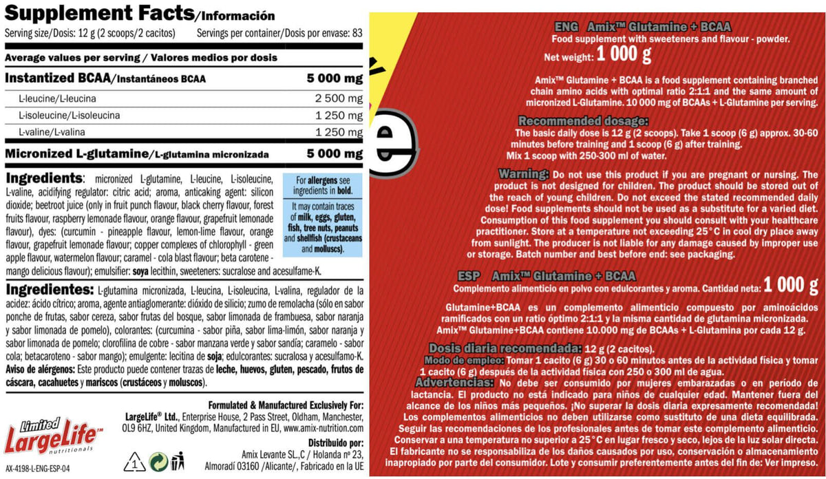 Glutamina + Bcaa - 1kg - Lima Limon - Bcaa + Glutamina - Amix Nutrition_5