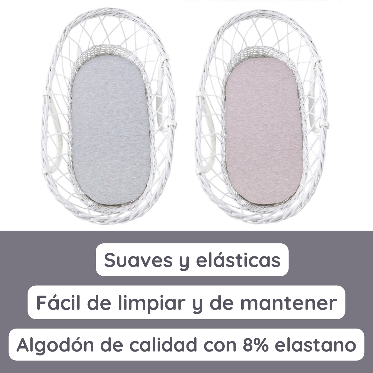 Pack 2 Bajera Capazo Algodón Melange Grey-pink
