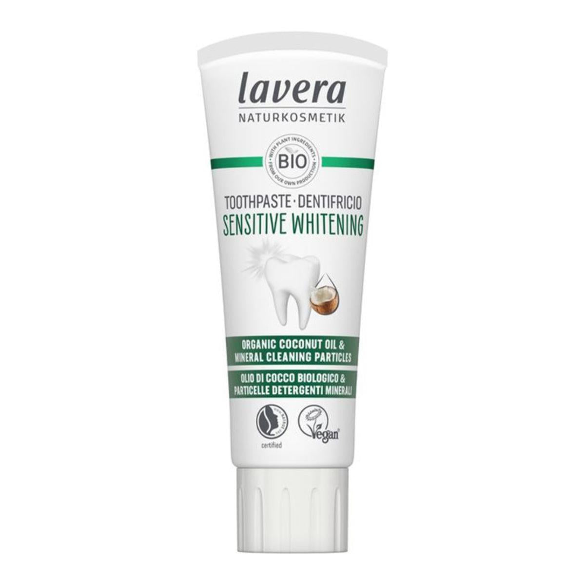 Dentífrico blanqueador sensitive coco & fluor, Lavera 75 ml