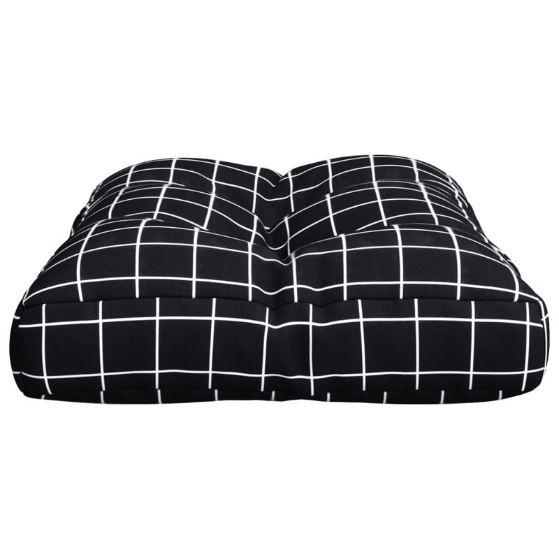 Vidaxl Cojín Para Palés Tela A Cuadros Negro 60x40x12 Cm_5