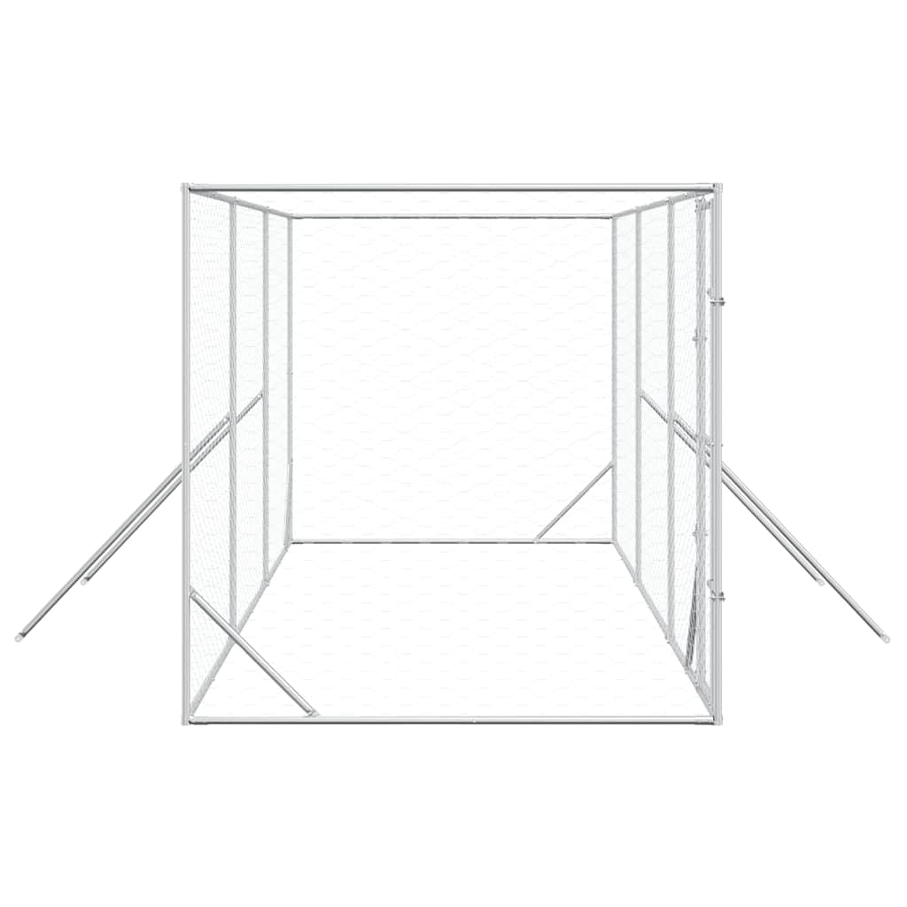 Perrera De Exterior Acero Galvanizado Plateado 6x2x2 M_5