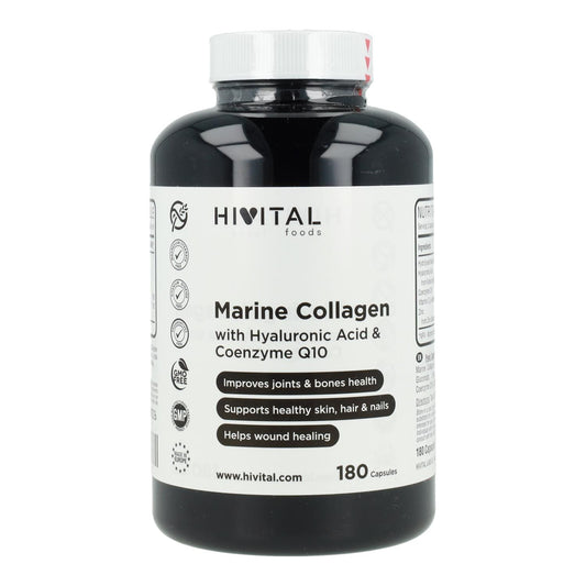 Colágeno Marino con Ácido Hialurónico, Coenzima Q10, Vitamina C y Zinc Hivital 180 cápsulas