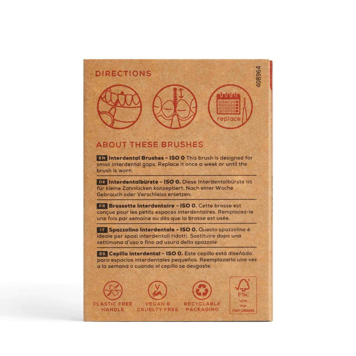 Cepillo interdental ISO 0 de madera de haya 6 unidades Georganics
