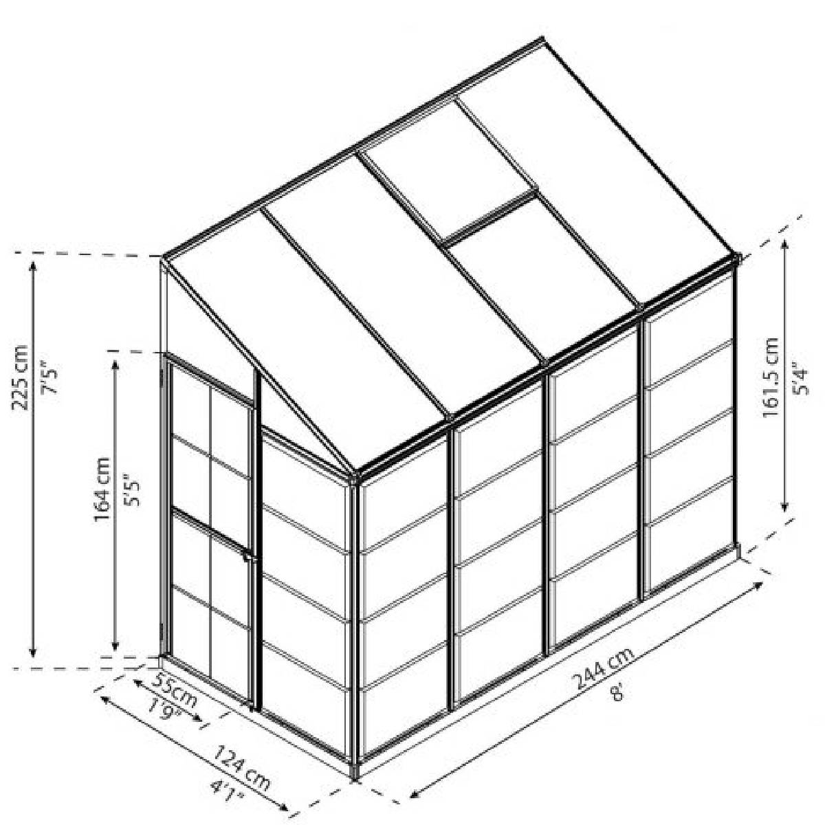 Invernadero adosado Lean To 124x244 cm Canopia