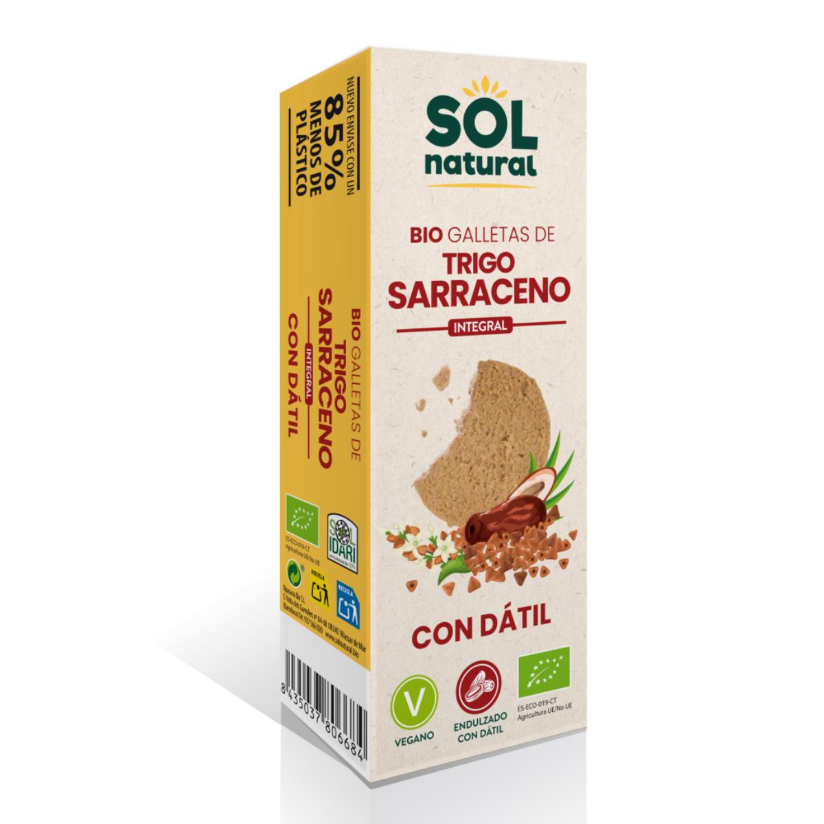 Galletas de trigo sarraceno integral endulzadas con dátil bio Sol Natural 170 g