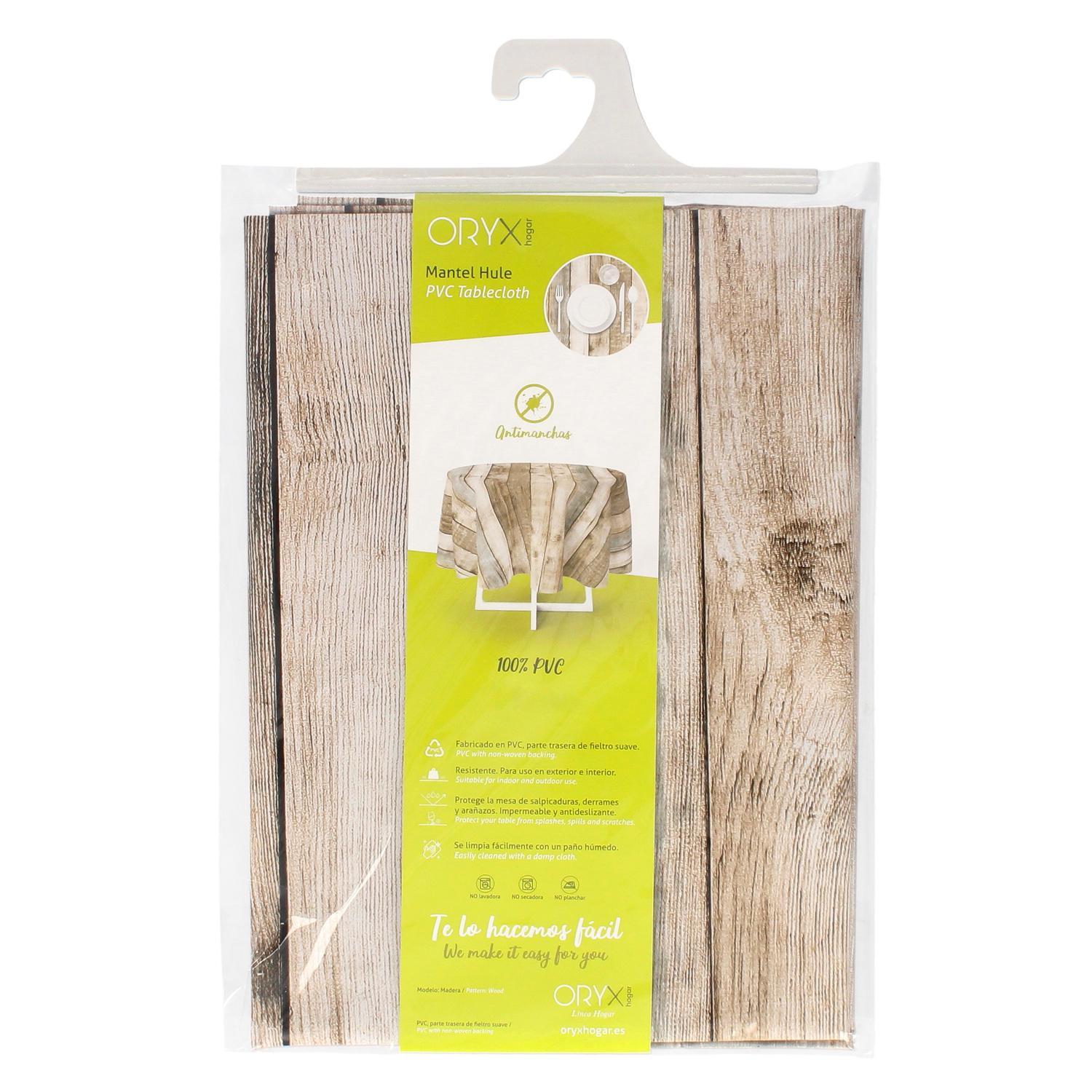 Mantel Hule Redondo Tablones Madera Impermeable Antimanchas Pvc Ø 140 Cm. Uso Interior Y Exterior