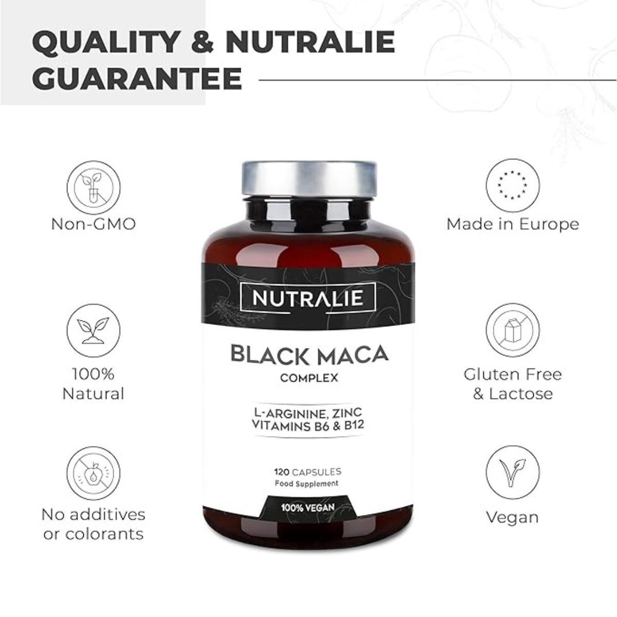 Nutralie Maca negra andina complex + vitaminas B6 + B12, 120 cápsulas