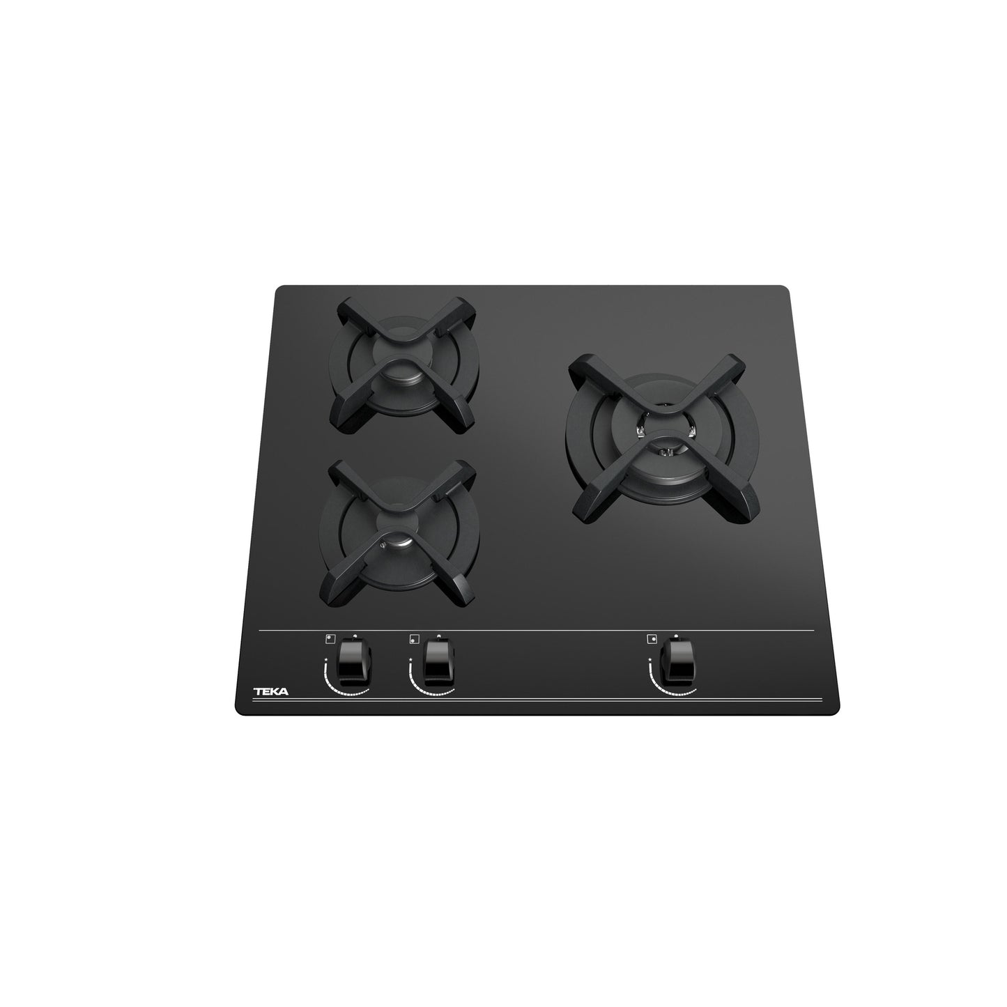 Placa de Gas 3 Zonas Teka GBC 63010 cristal templado Negro Gas Natural