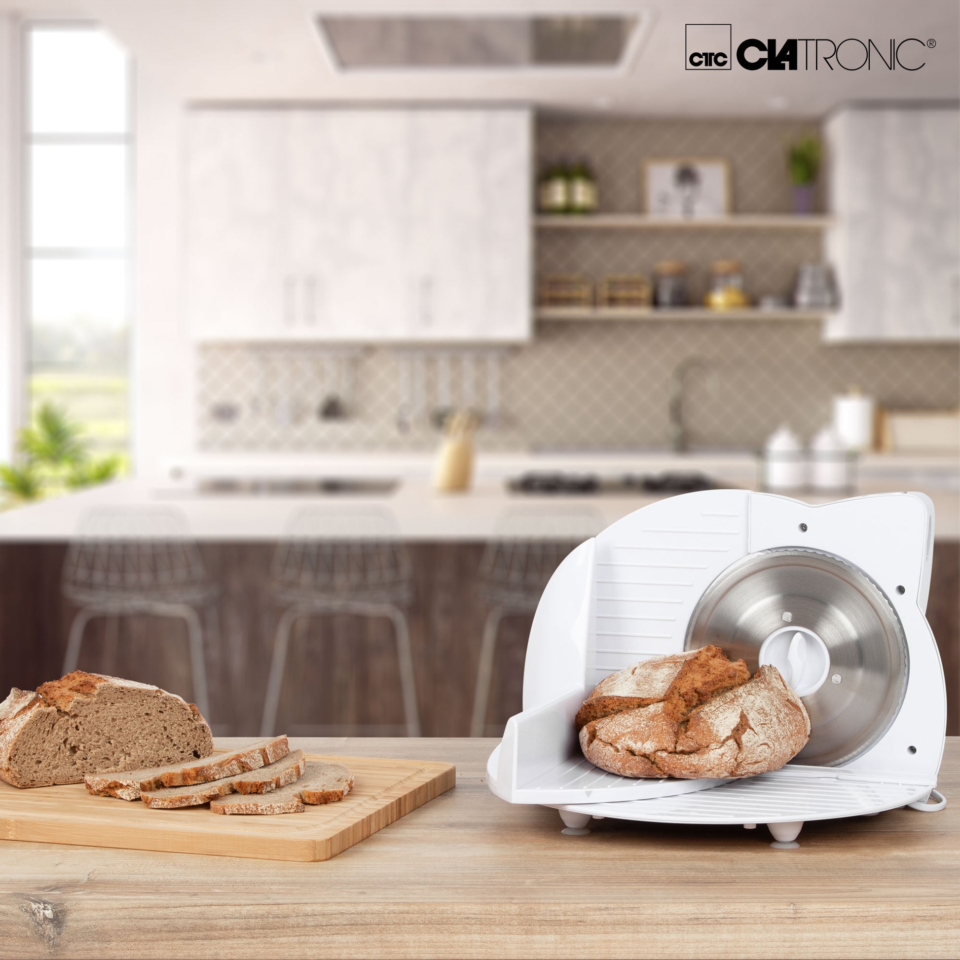 Cortafiambres Plegable, Cuchilla Especial Acero Inox., Corte Ajustable, 3 Velocidades, Compacto Clatronic As2958