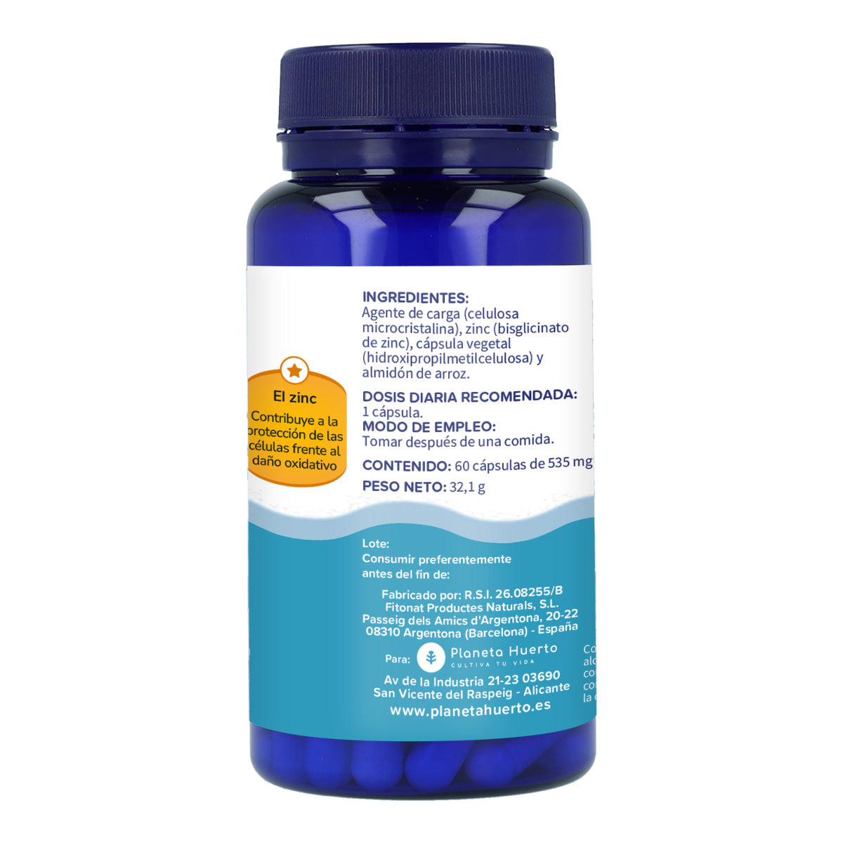 Bisglicinato de zinc Planeta Huerto 60 Caps