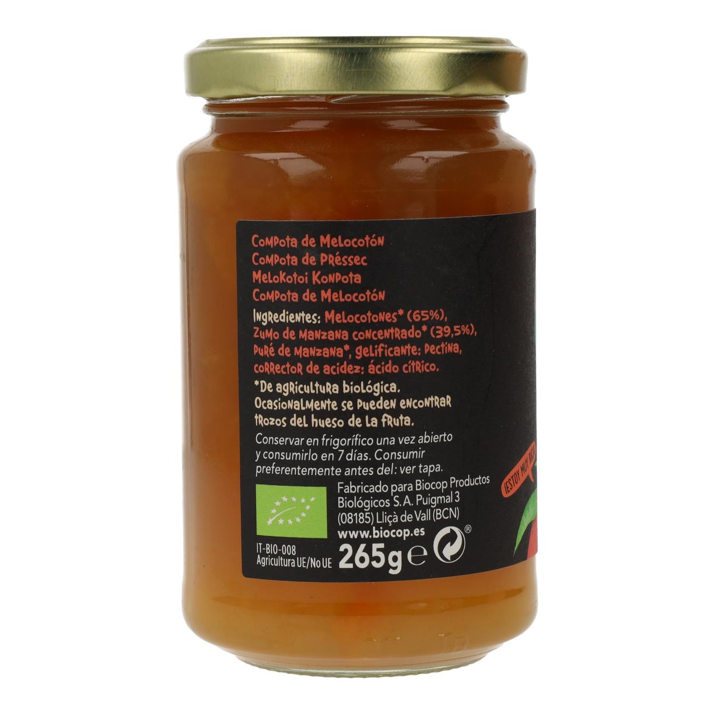 Compota de Melocotón BIO Biocop, 265g