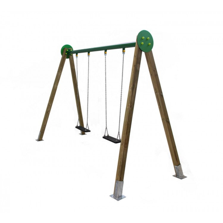 Columpio Doble De Madera Masgames Draco (asientos Planos) Superficie De Arena, Tierra O Cesped.
