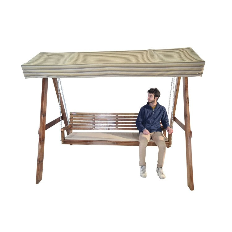 Balancin De Jardin Masgames Elna Xl Con Techo De Lona Con Cojin En El Banco.