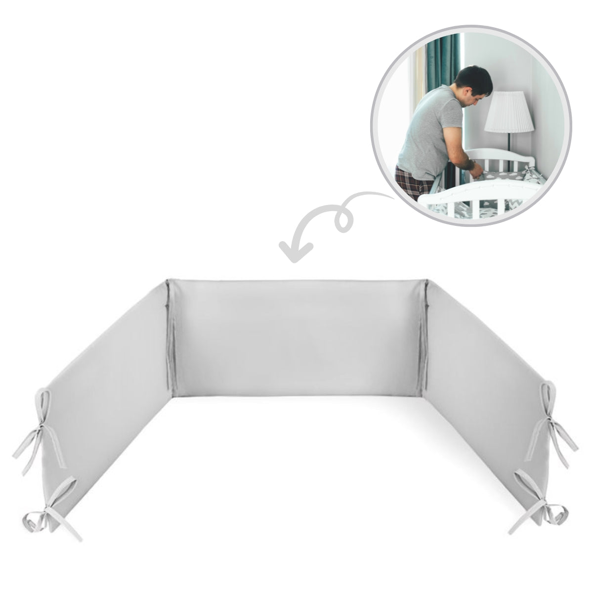 Chichonera Para Cuna 180x30 Algodón Grey