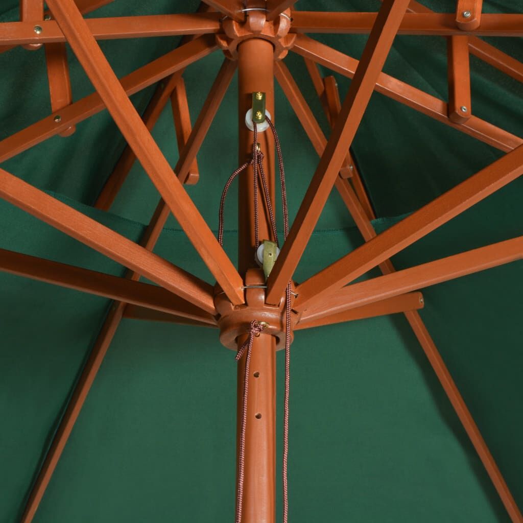 Vidaxl Sombrilla De Dos Pisos Con Palo De Madera Verde 270x270 Cm_4