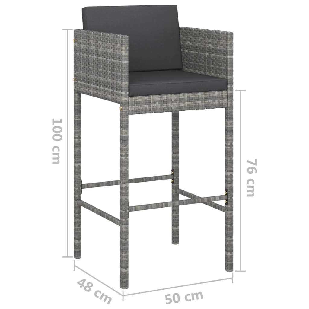 Taburetes De Barra De Cocina 4 Uds Con Cojines Ratán Pe Gris_5