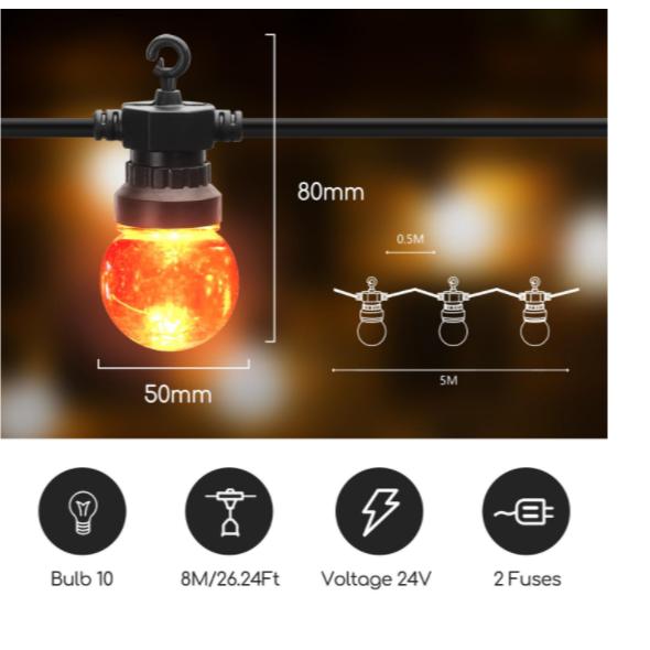 Aigostar Guirnalda de 10 bombillas de colores LED 6W 8m. interior y exterior