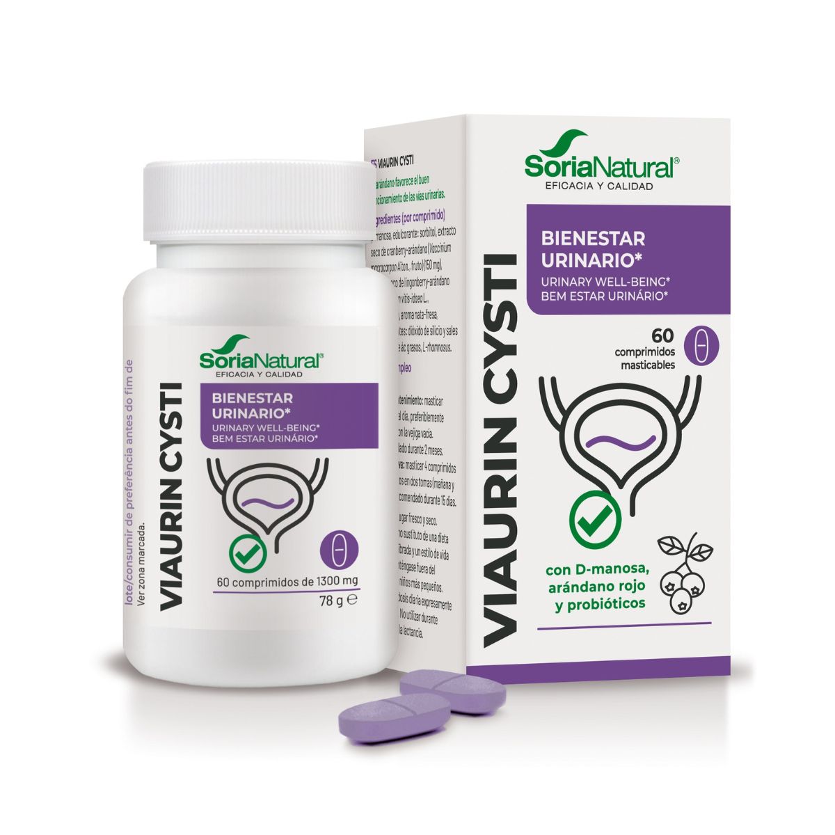 Viaurin Cysti Bienestar Urinario, Soria Natural, 60 comprimidos