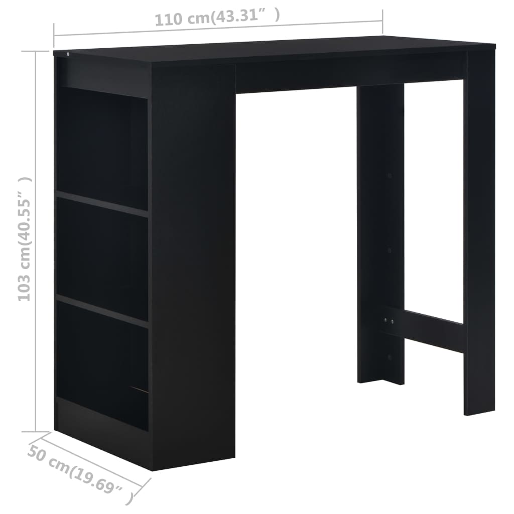 Mesa Alta De Cocina Con Estantería Negra 110x50x103 Cm_4