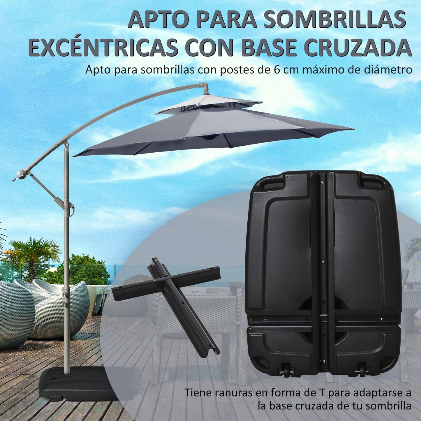 Outsunny Conjunto De Sombrilla Incluye 1 Sombrilla De Jardín Y 1 Base_5