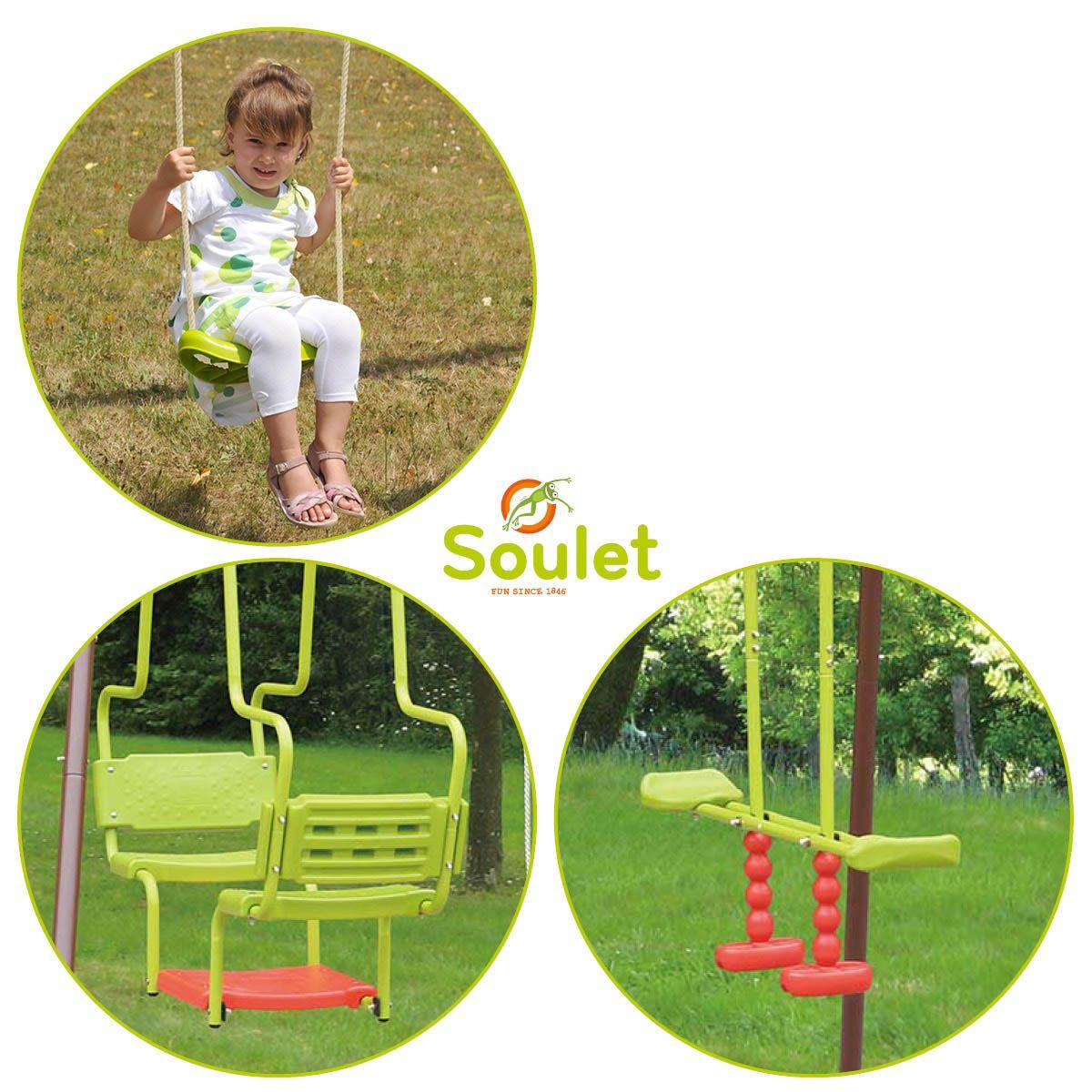 Columpio de acero triple con asiento góndola Soulet Malo