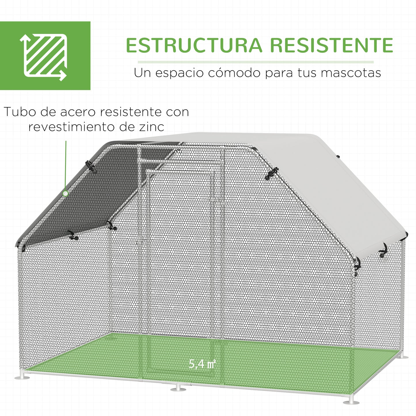 Pawhut Gallinero De Exterior 280x193,5x195 Cm Estructura De Metal Galvanizado_5