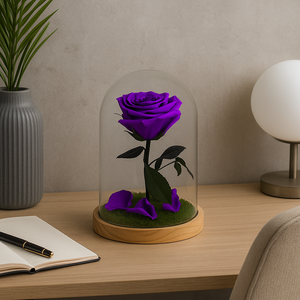 Mundo Eterno Rosa En Cúpula Lila Oscuro 12x20cm