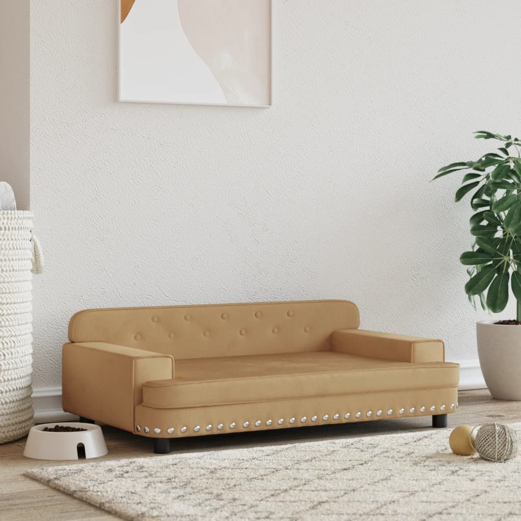 Cama Para Perros De Terciopelo Marrón 90x53x30 Cm / Vetonek_5