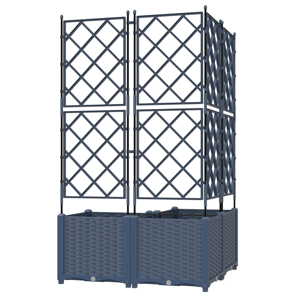 Vidaxl Maceta De Jardín Con Enrejado 3 Pcs Gris 80 X 80 X 143 Cm Pp_4