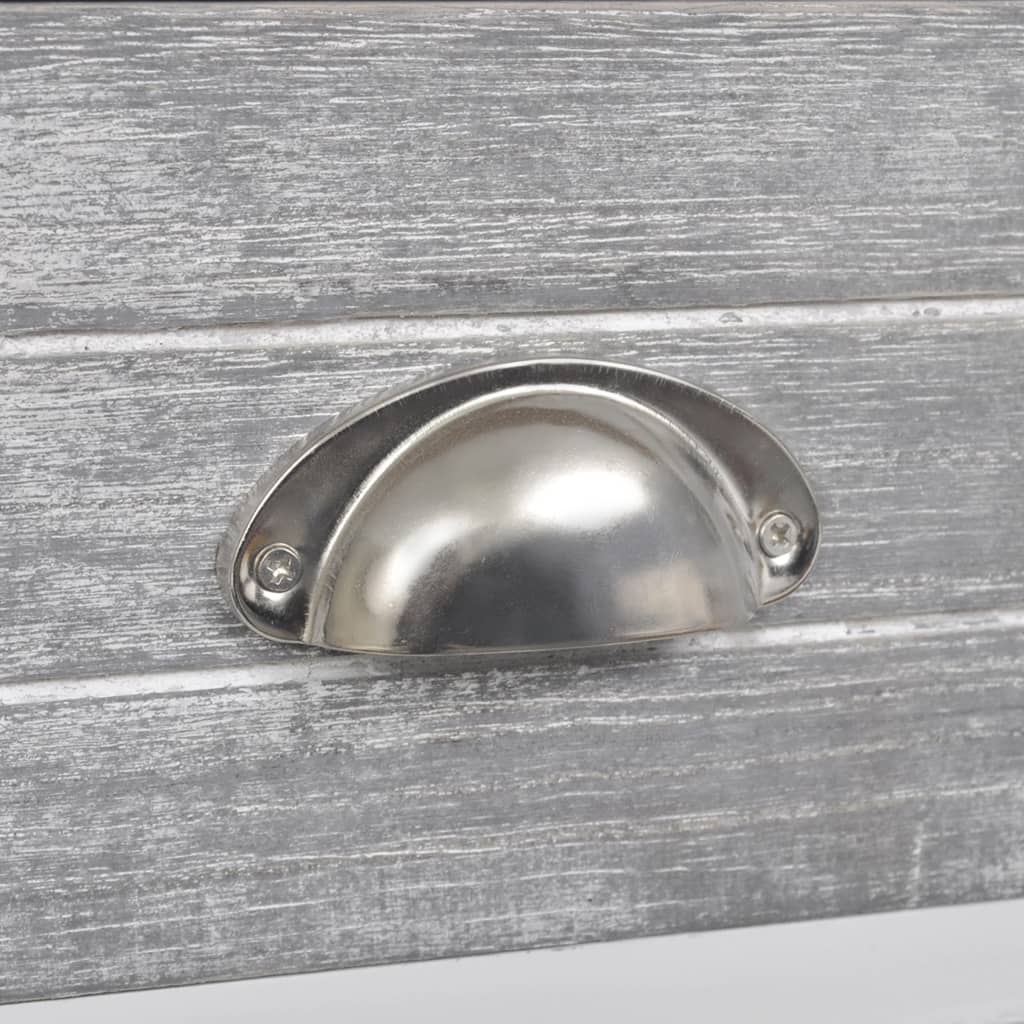 Mesita De Noche Madera De Paulownia Gris Y Blanca 38x28x45 Cm_4