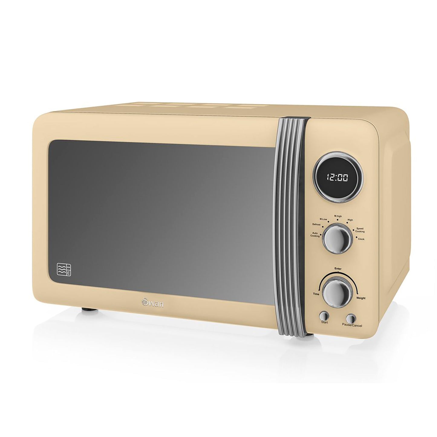 Set Desayuno Retro Hervidor Agua 1,8l, Tostadora 2 Rebanadas, Microondas Digital 20l, Vintage Swan Strp2070cneu Crema