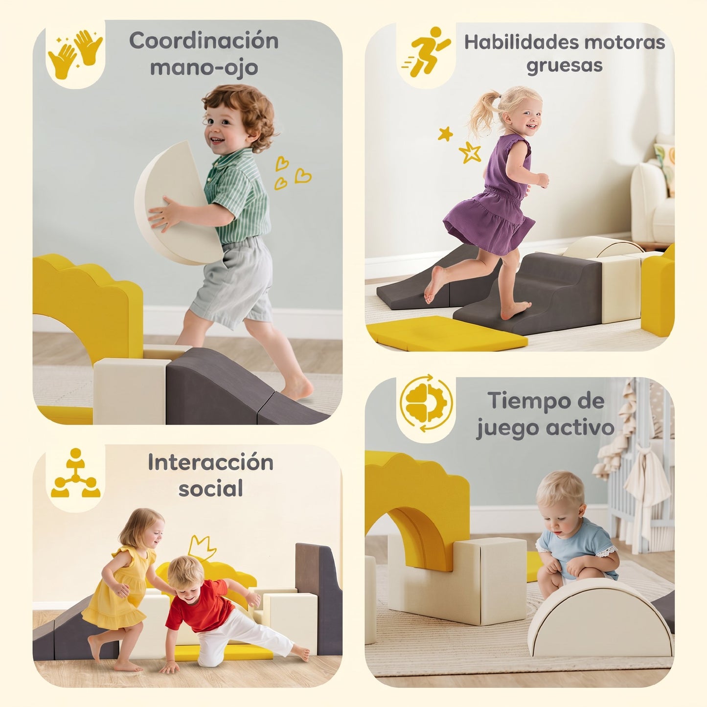 Aiyaplay Juego 7 Bloques De Espuma Para Niños Con Base Antideslizante Amarillo_5