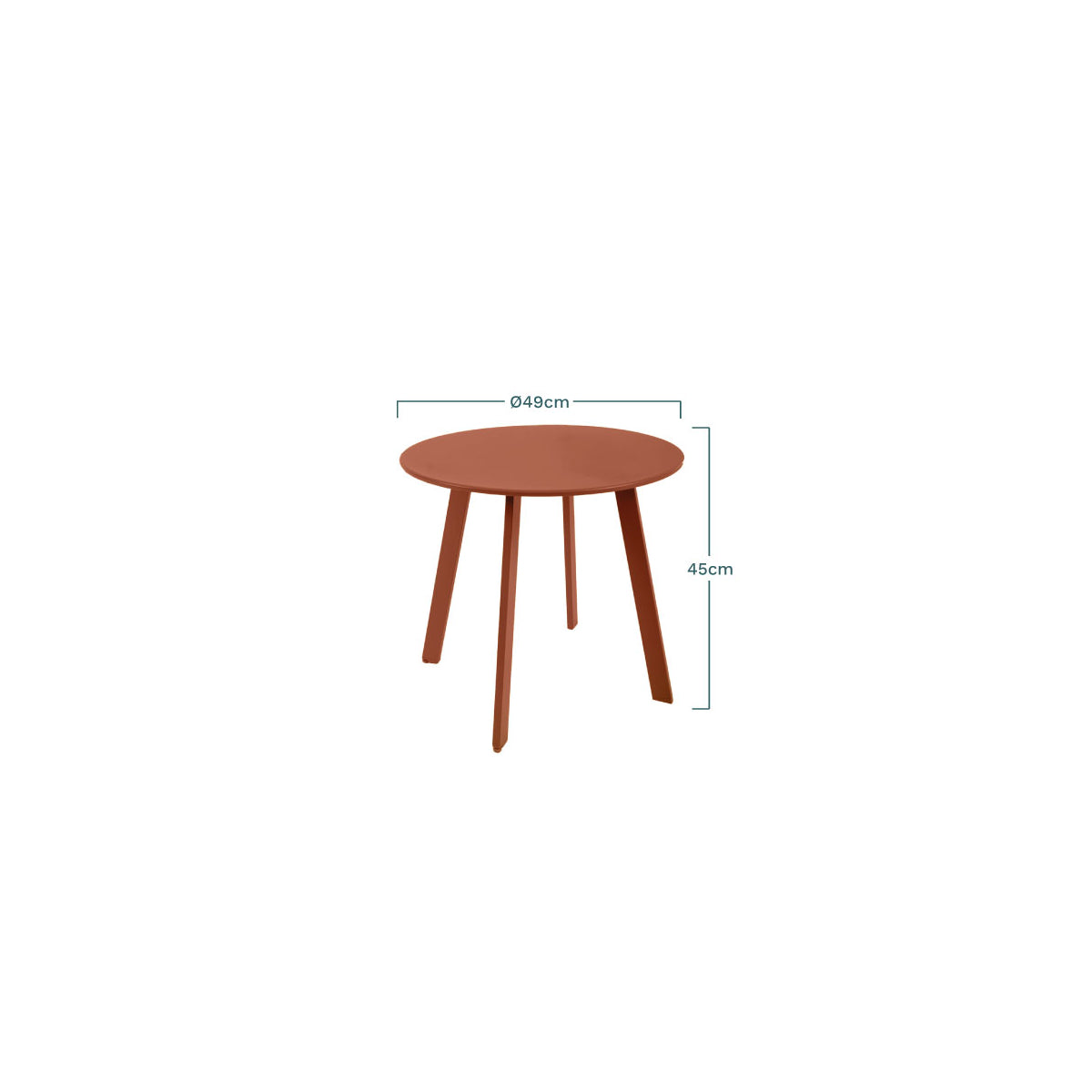 Terracota Epoxi Acero Mesa Auxiliar, Mesa De Jardín Redonda 49x45cm- Muebles De Jardín_3
