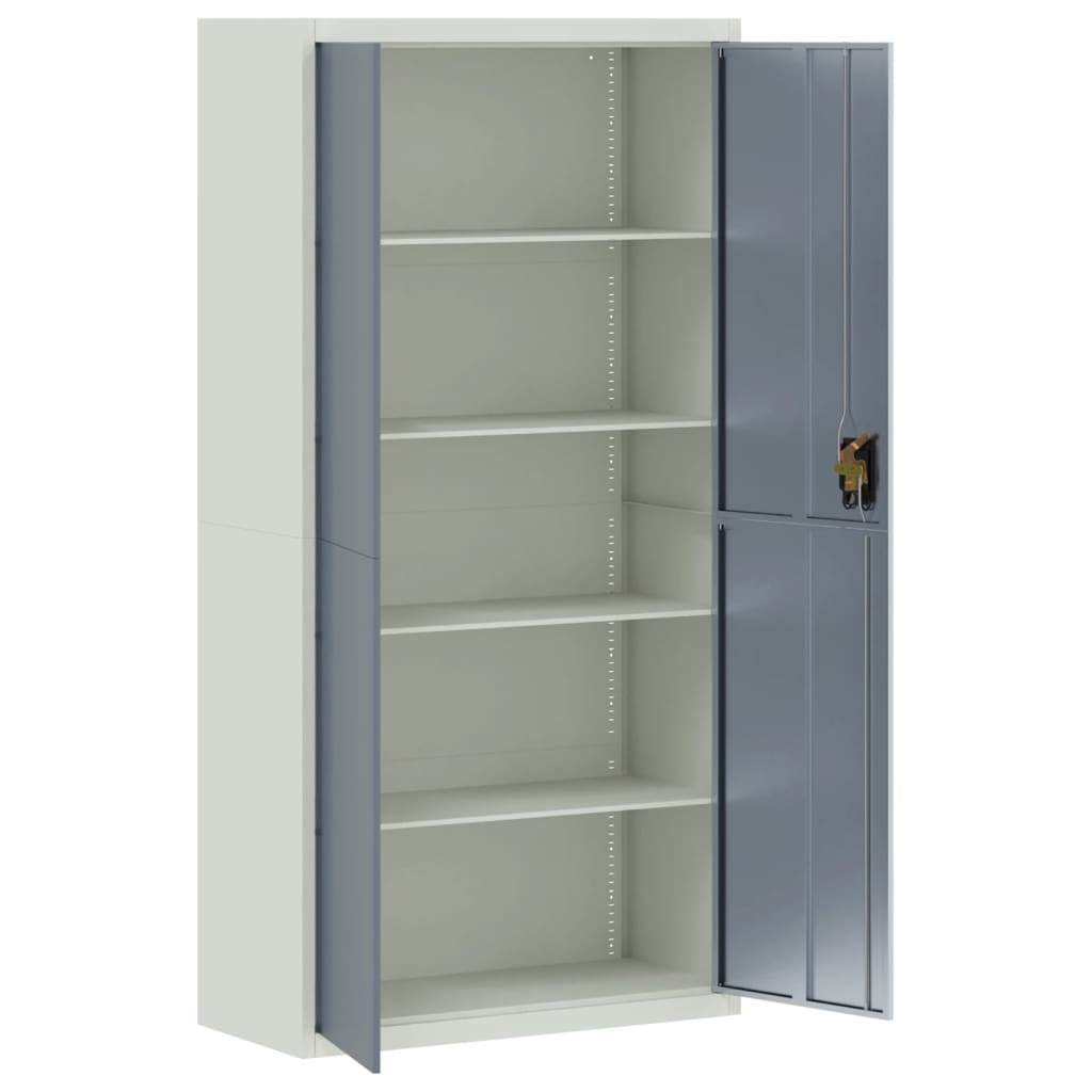 Armario Archivador Acero Gris Claro Y Gris Oscuro 90x40x180 Cm_3