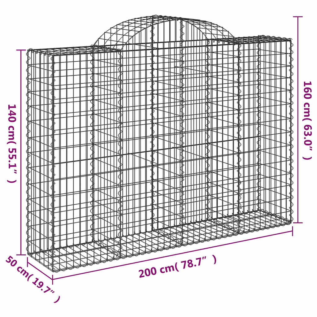 Cestas Gaviones 10 Uds Forma De Arco Hierro 200x50x140/160 Cm_5