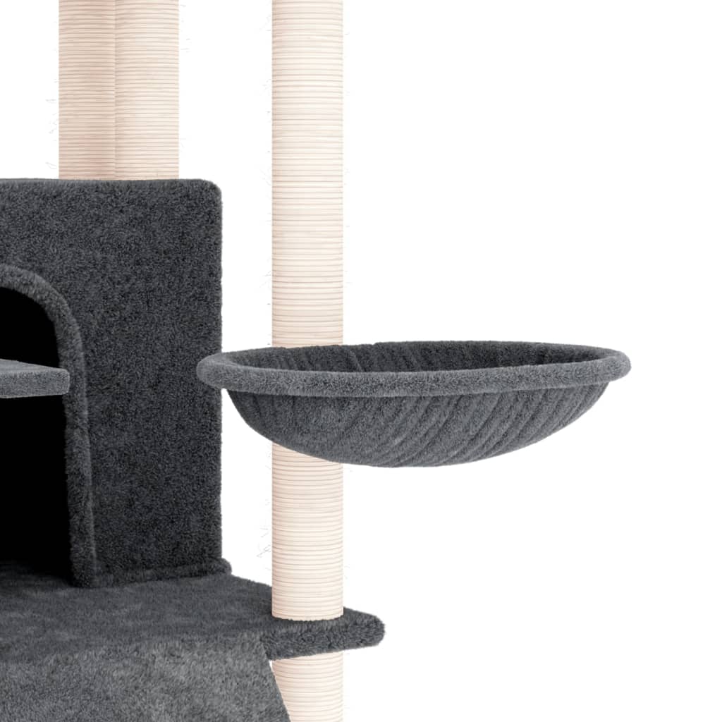 Rascador Para Gatos Con Postes De Sisal Gris Oscuro 154 Cm_5