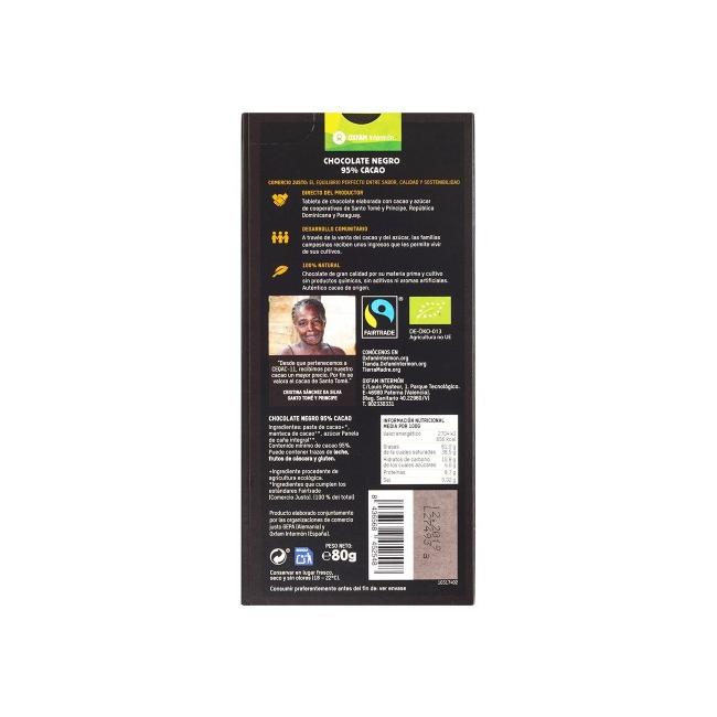 Chocolate Comercio Justo negro 95% BIO Tierra Madre Oxfam Intermón 80 g