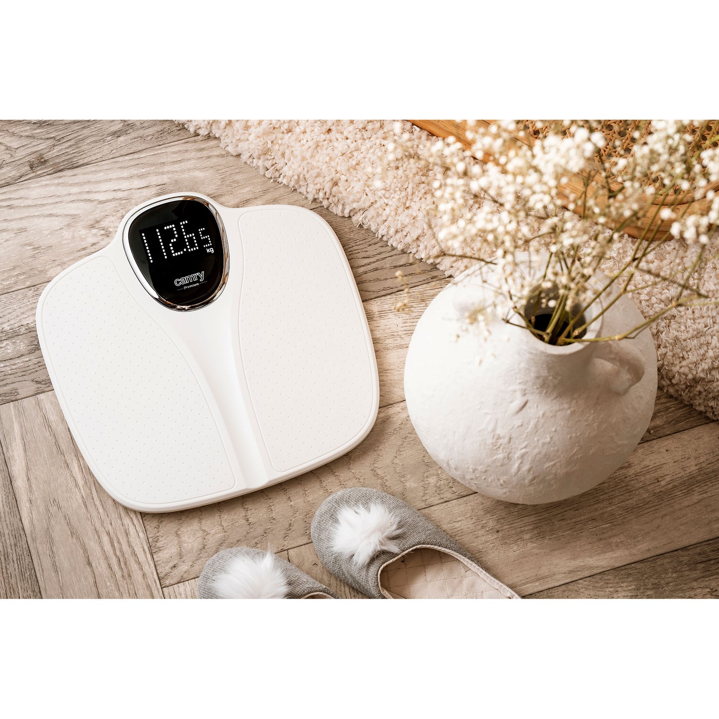 Báscula De Baño Digital, Alta Precisión 180kg, Pantalla Lcd Apagado Automático, Antideslizante, Briebe, Sc1125w, Blanco