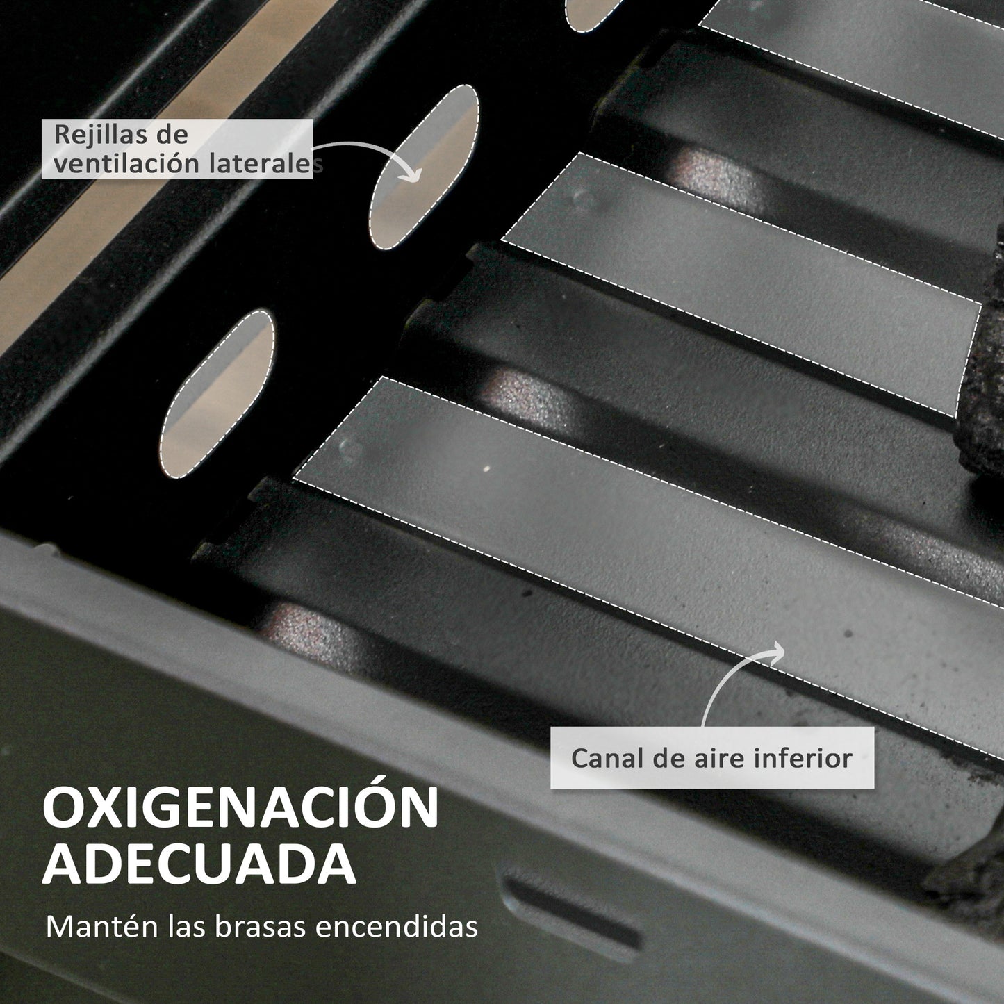 Outsunny Barbacoa De Carbón Plegable Con Parrillas De Acero Inoxidable Negro_5