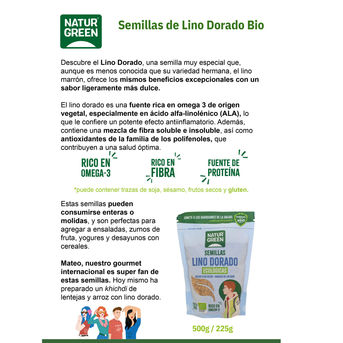 Lino Dorado Naturgreen 500 g