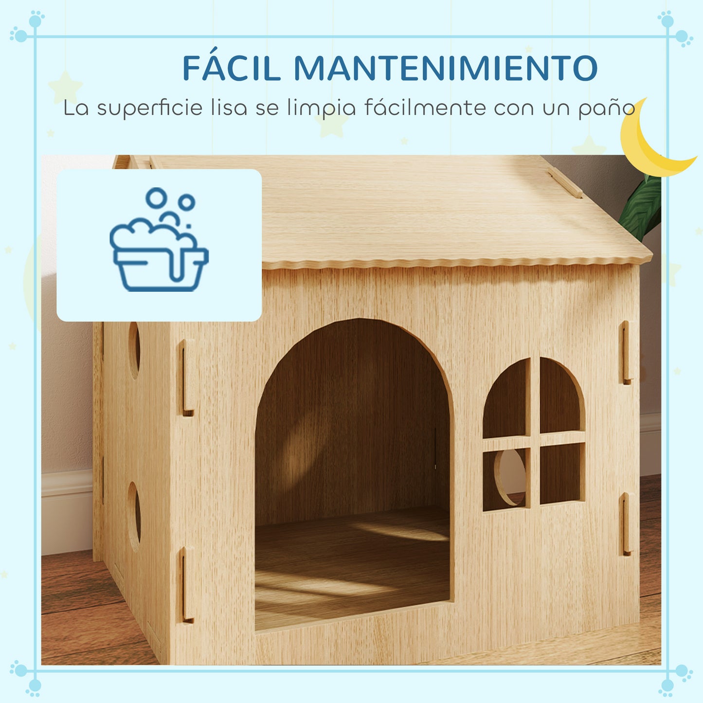 Pawhut Caseta Para Perros Interior Con Ventana 49,5x41x51 Cm Roble_5