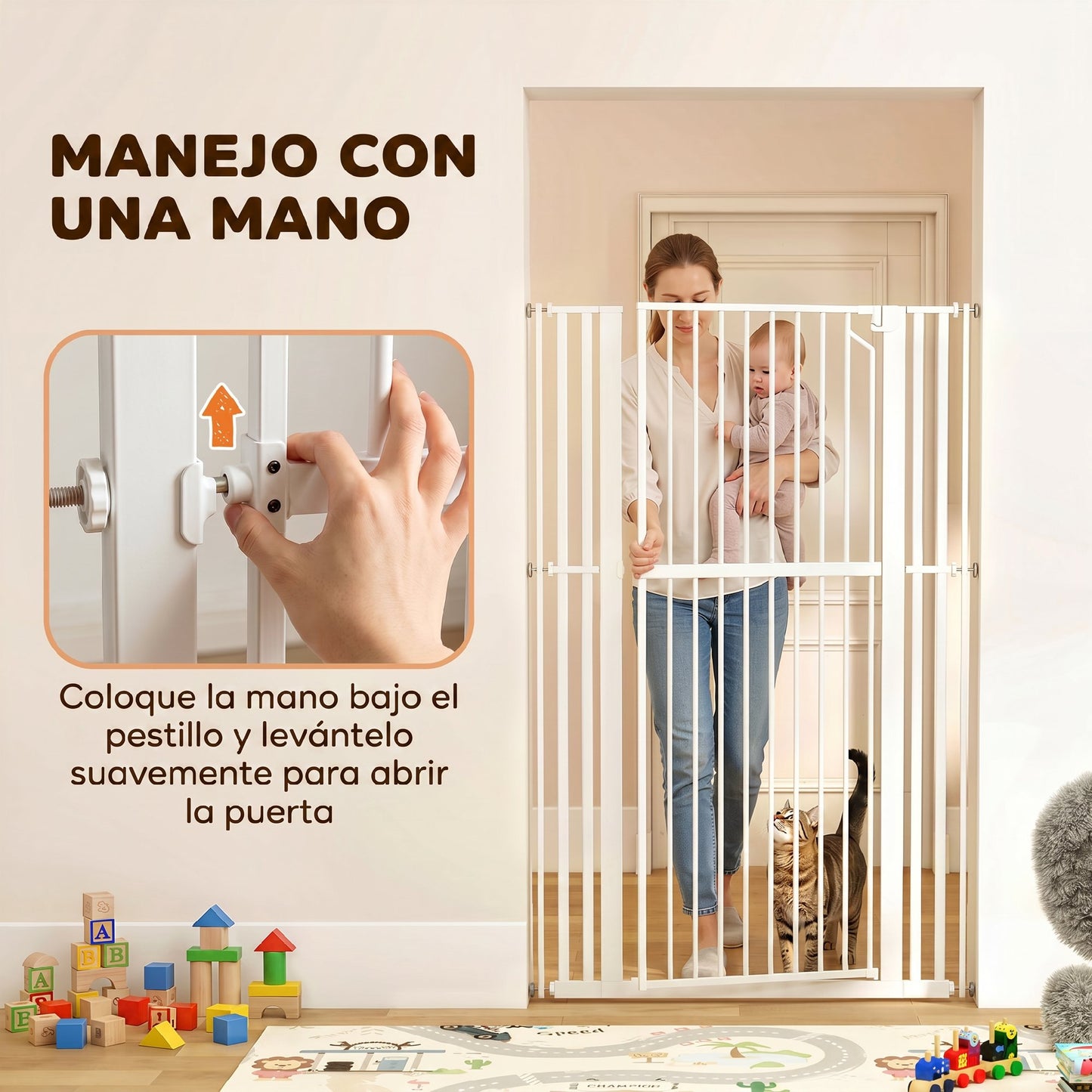 Pawhut Barrera De Seguridad Niños Perros Y Gatos Alta 160cm Extensible 76-105cm_5