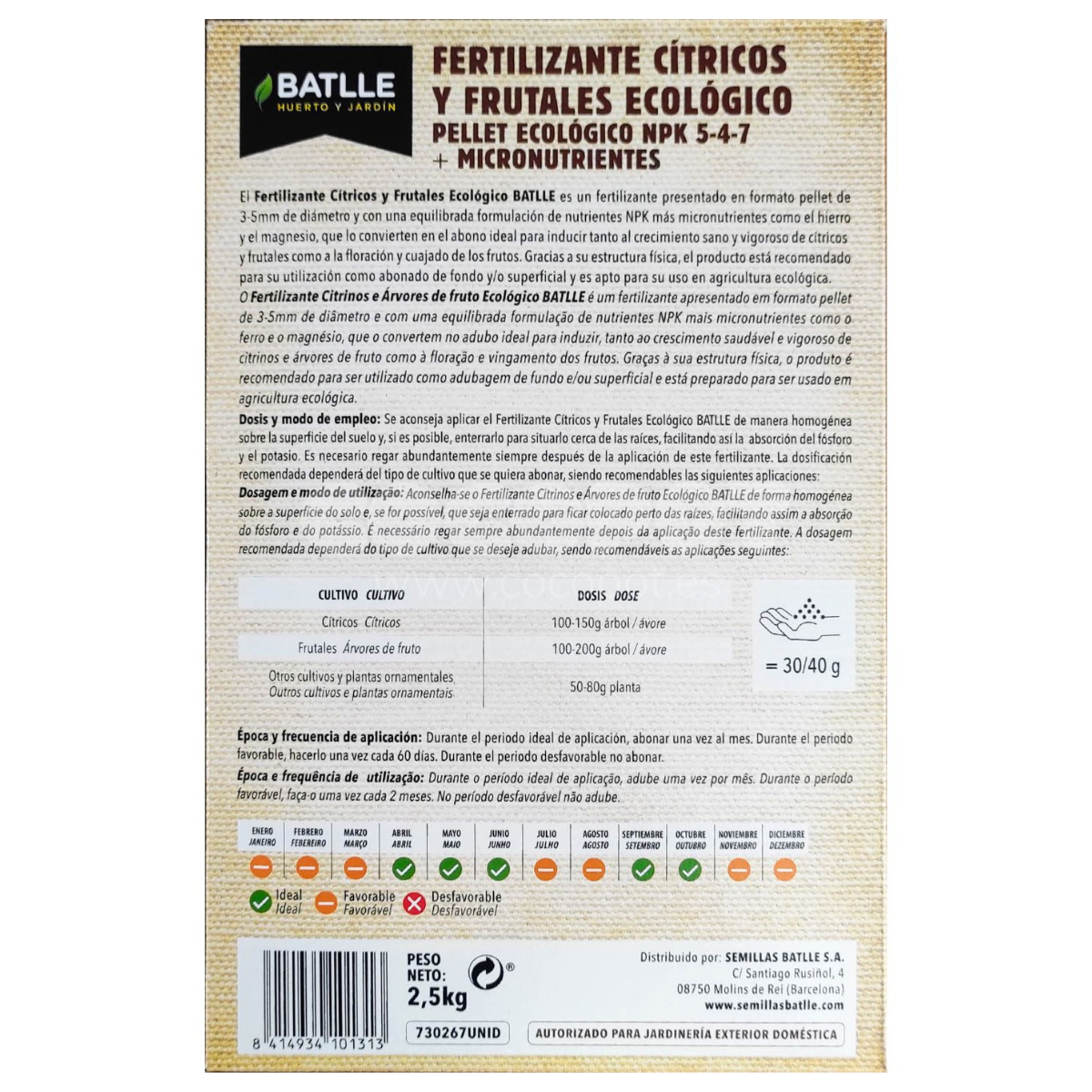 Fertilizante Cítricos y Frutales Batlle Bio 2,5 Kg