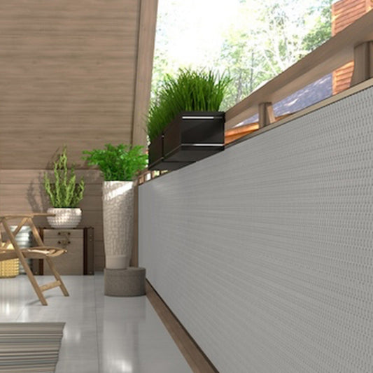 Banda De Ocultación De Polirattán Para Balcón Blanco.