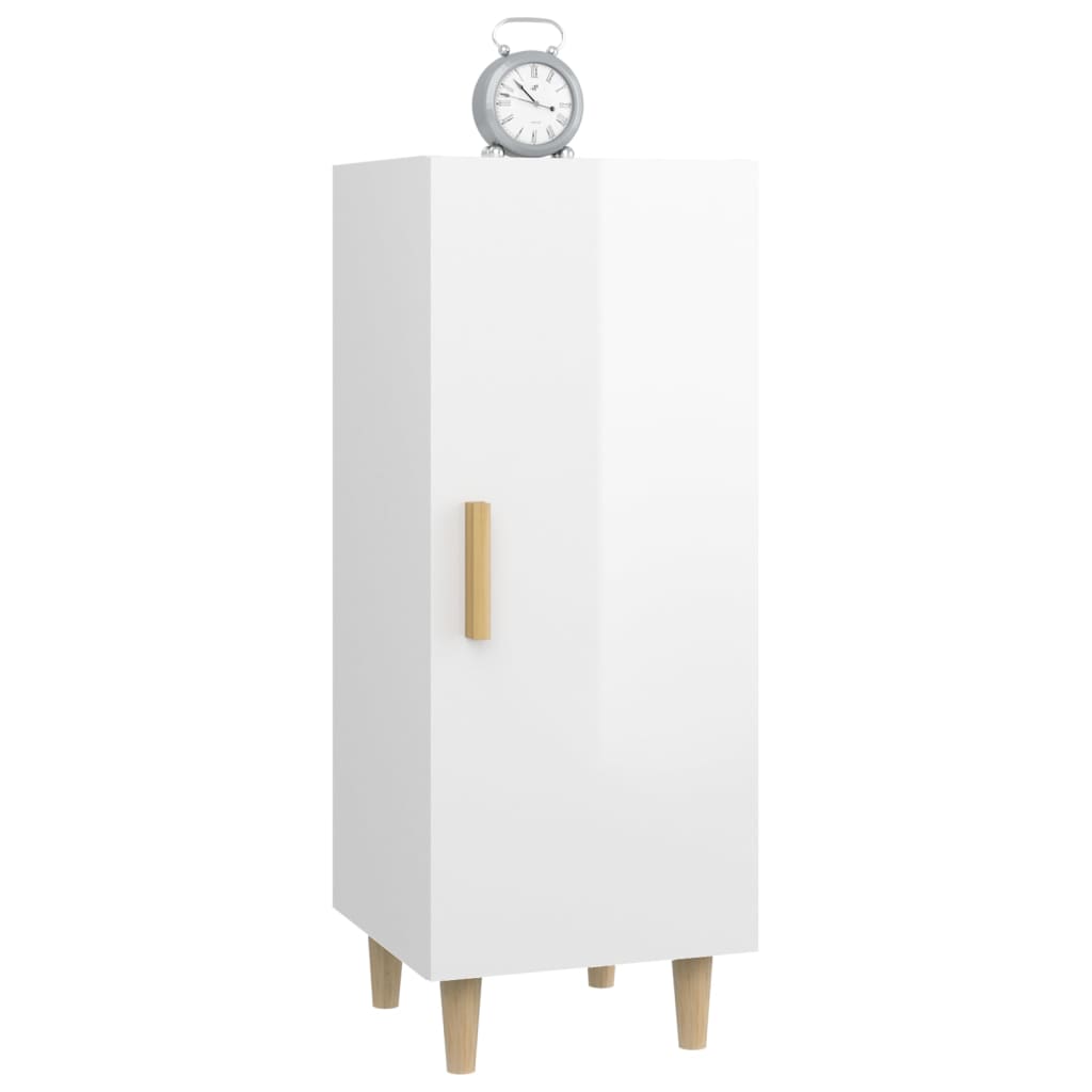 Aparador De Madera Contrachapada Blanco Brillante 34,5x34x90 Cm / Vetonek_5
