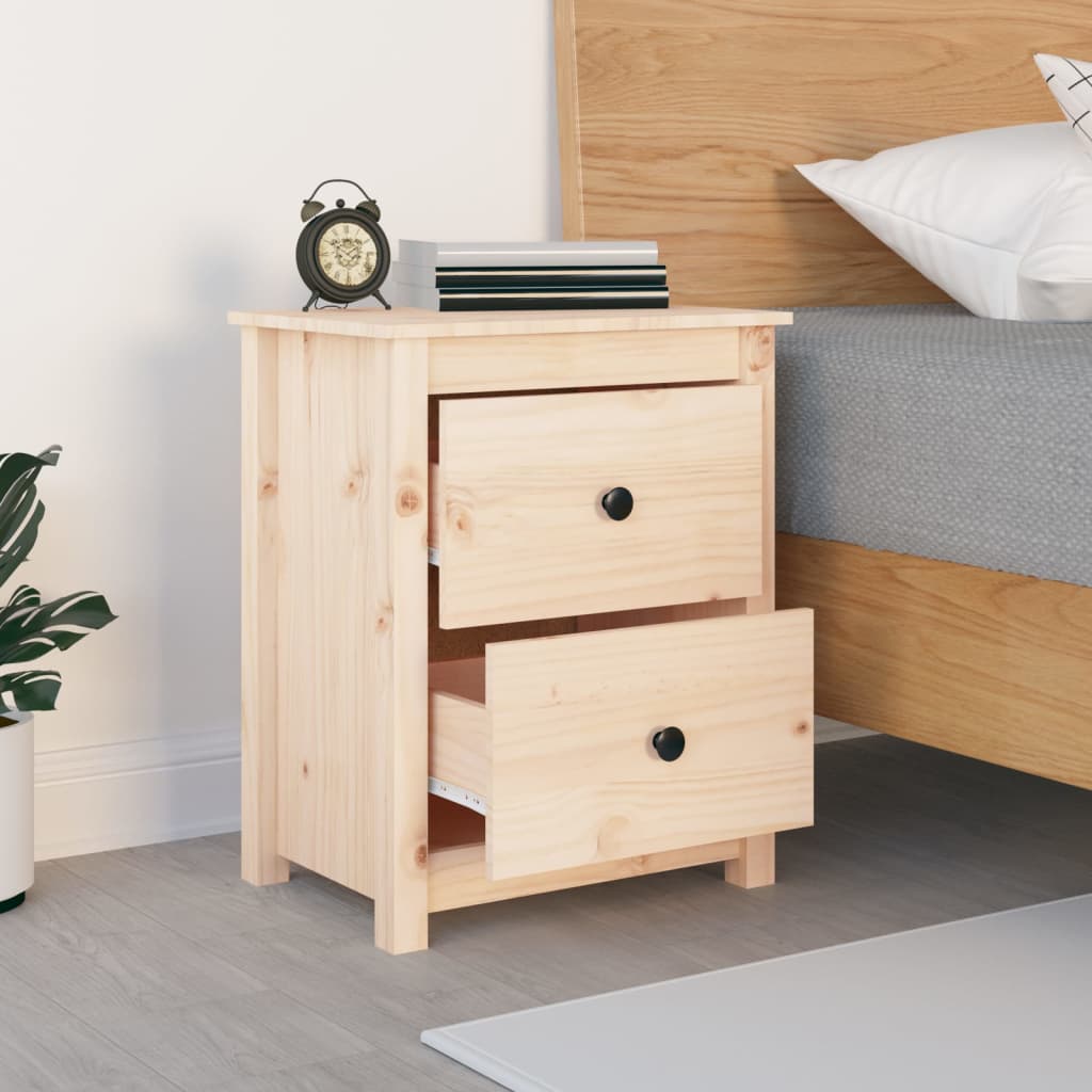 Mesita De Noche Madera Maciza De Pino 50x35x61,5 Cm_4