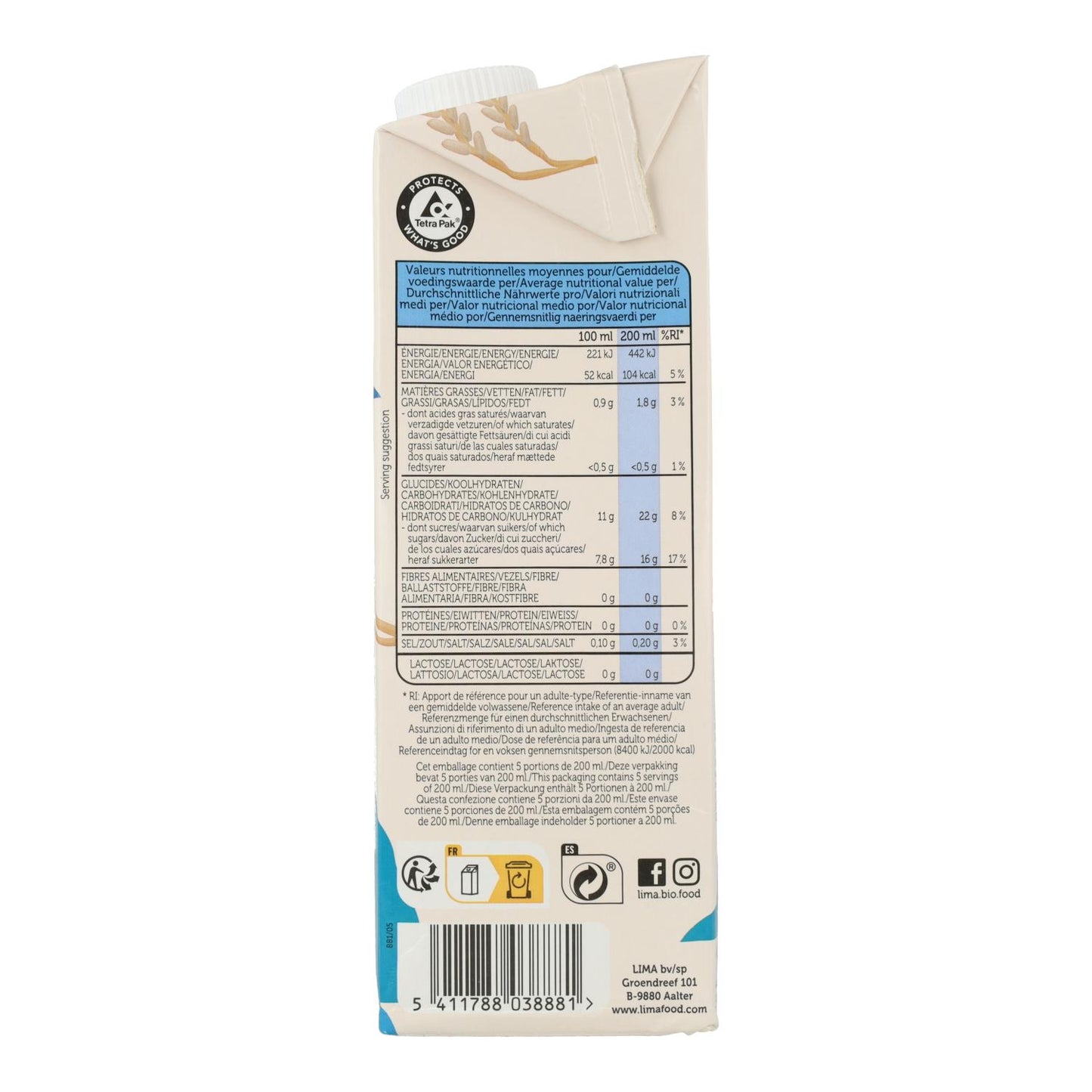 Bebida de Arroz Original ECO Lima 1L