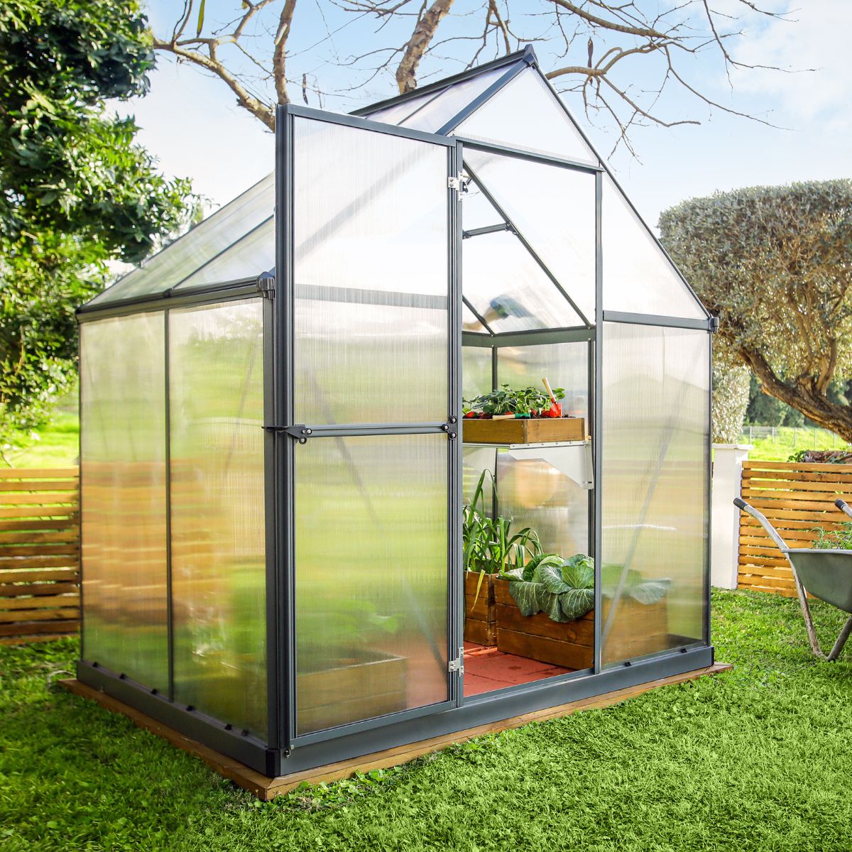 Canopia Mythos Invernadero De Jardín Policarbonato Doble Capa 126X185X208 cm Gris