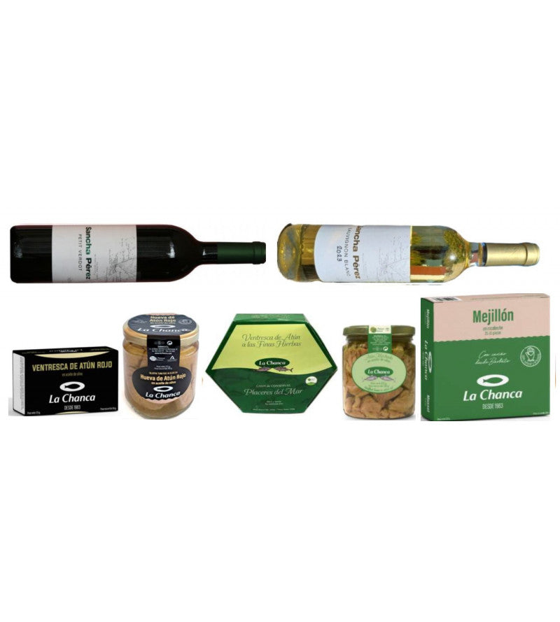 Estuche Degustación Gourmet 1.  Entre Atún De Barbate y Vinos de Conil